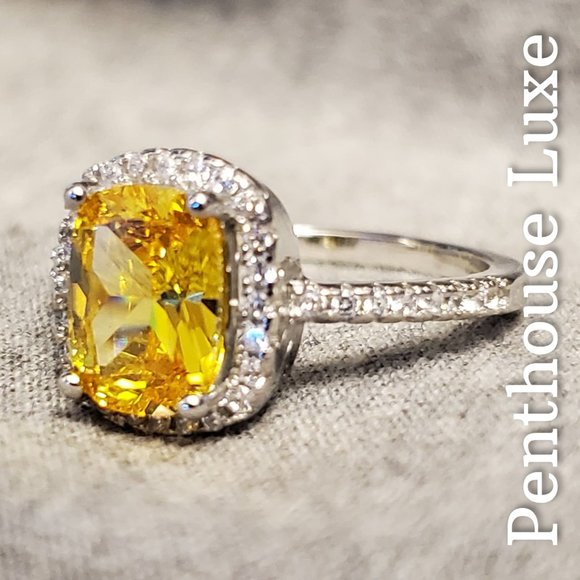 FINAL RESTOCK!! Sparkling Yellow Citrine Halo Ring - Picture 2 of 7